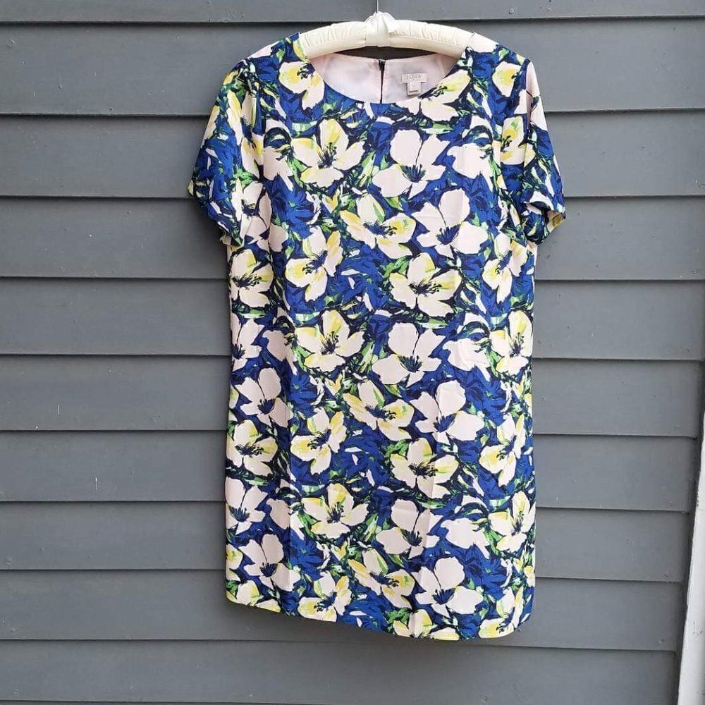 J Crew Linedfloral Short Sleeve Sheath Dress Size 12